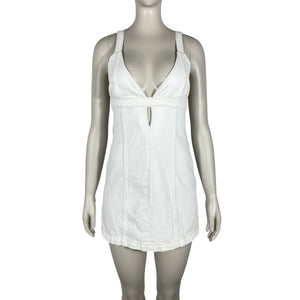 Re/Done Plunging White Keyhole Mini Dress Size S