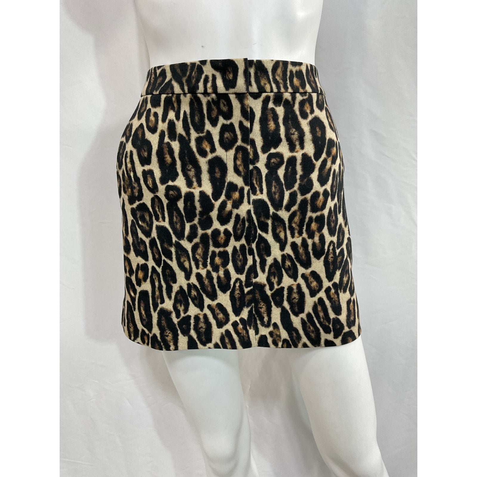 Theory Leopard Beige Wool Mini Trouser Skirt Size 2 - NWT