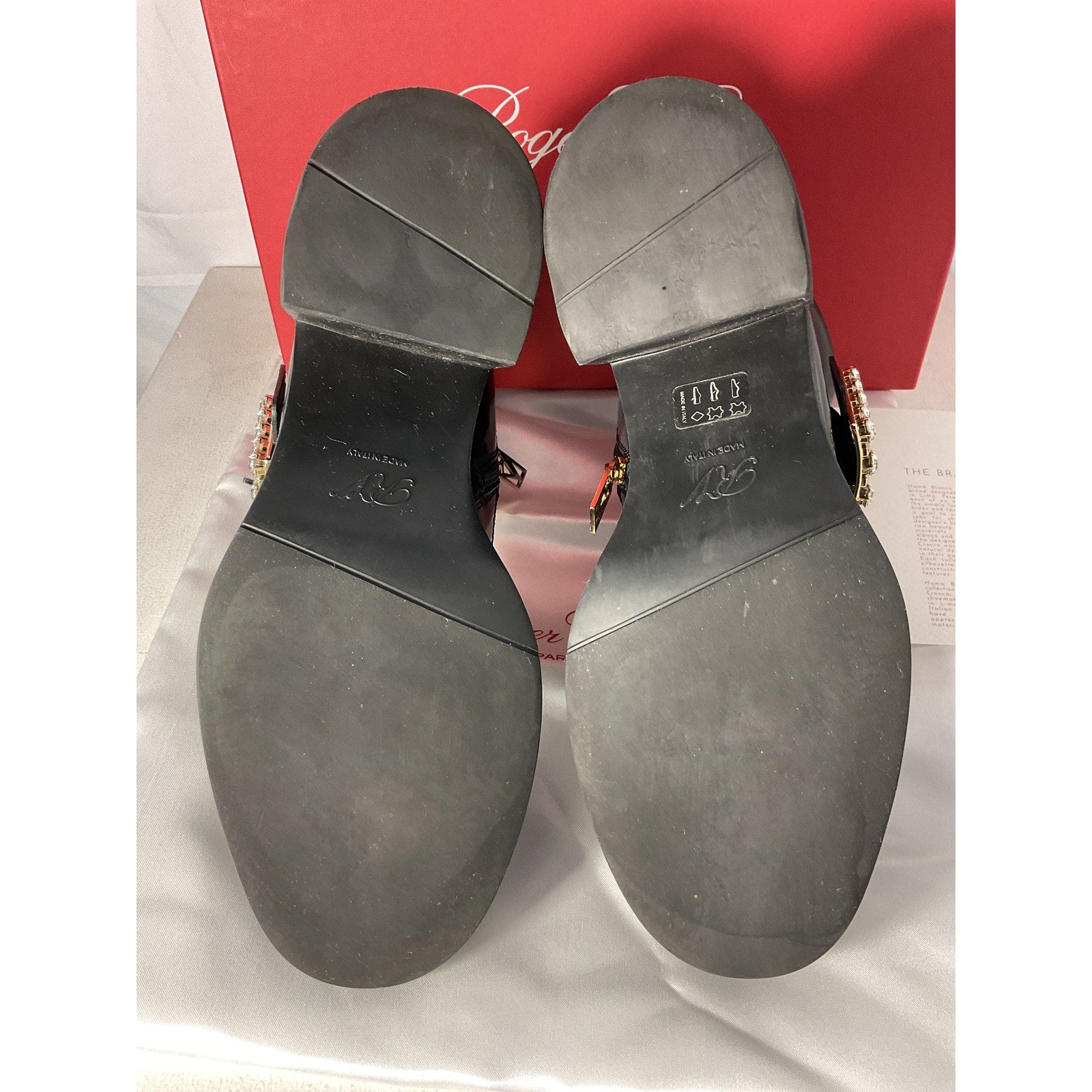 Roger Vivier Viv Black Leather Rangers Crystal Buckle Combat Boot Size 11