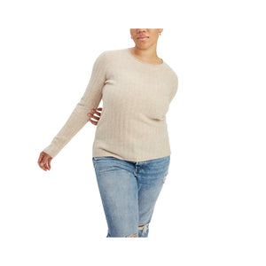 Naadam Cozy Oatmeal Cashmere Ribbed Sweater Size M