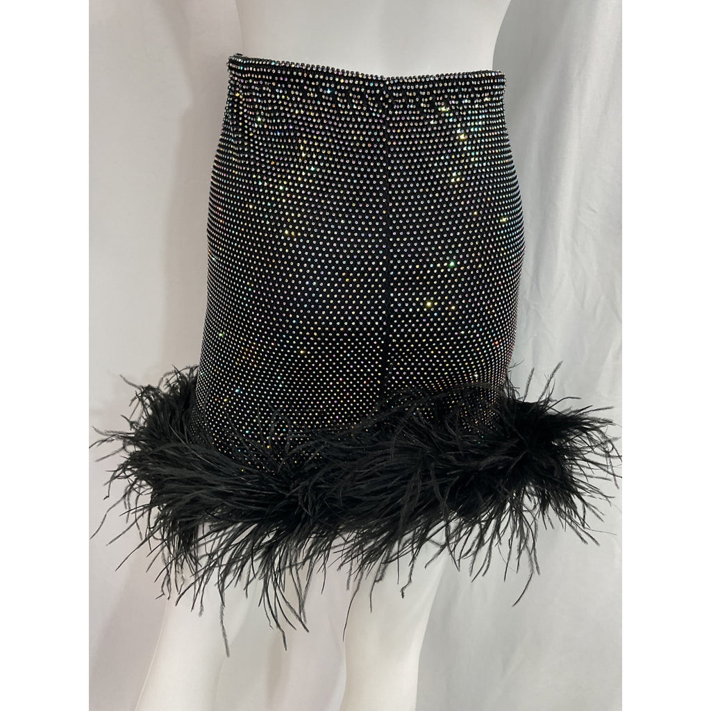 Santa Brands 'Feathers' Black Mini Skirt Size XS