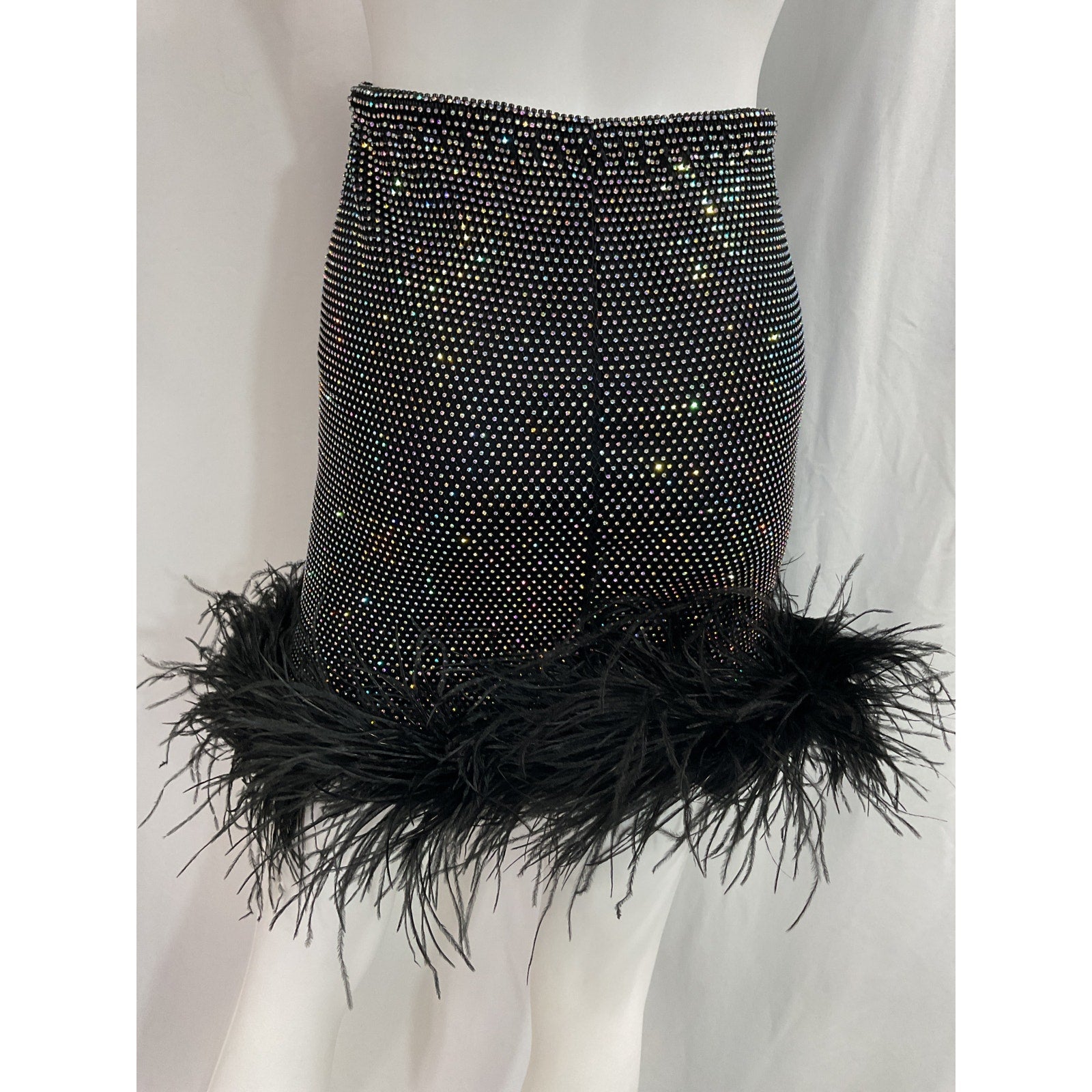 Santa Brands 'Feathers' Black Mini Skirt Size XS