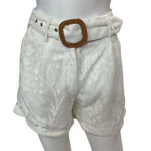 Hemant And Nandita Lace Off White Belted Shorts Size XS