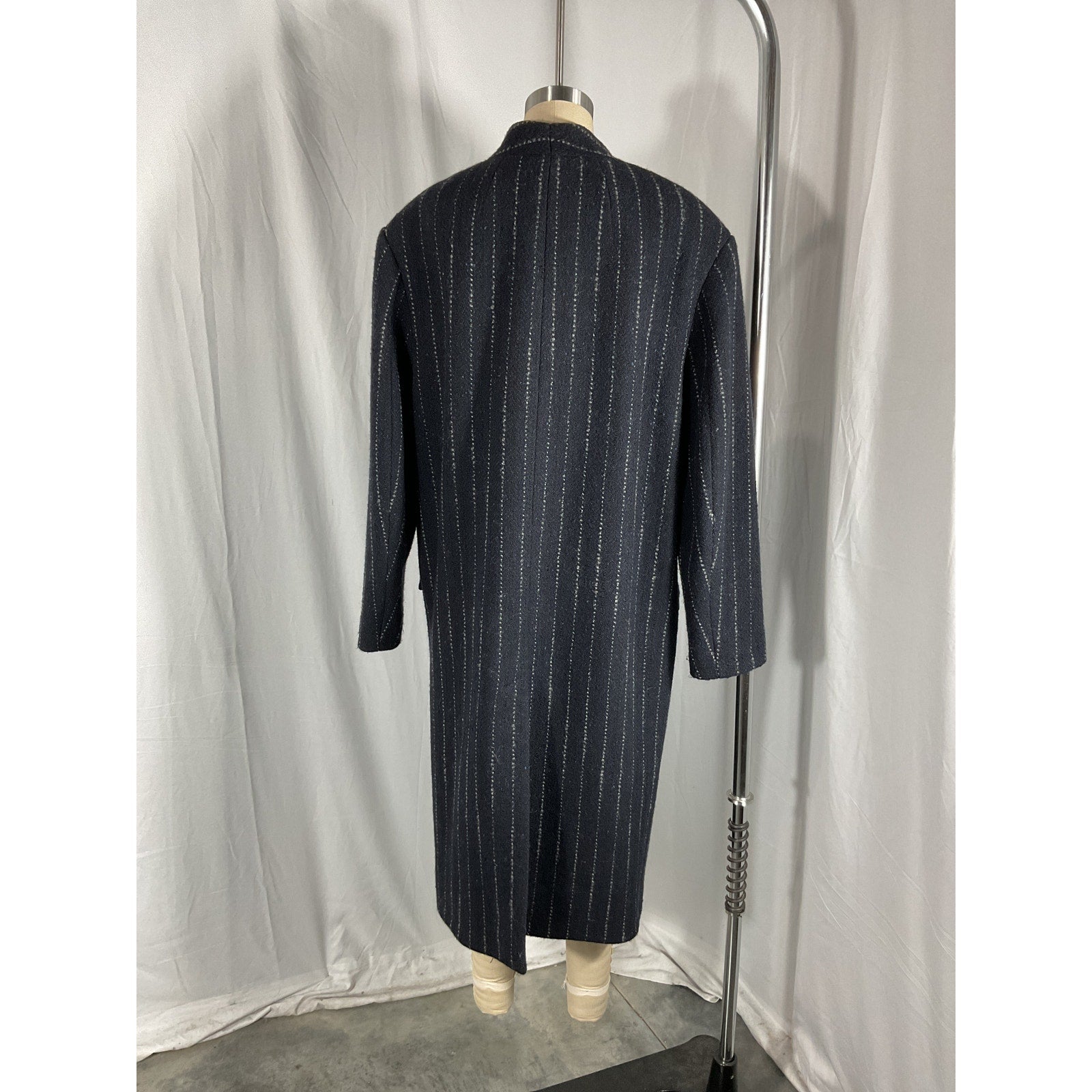 Isabel Marant 'Licia' Blue Oversized Double-Breasted Pinstriped Wool Coat Size 36