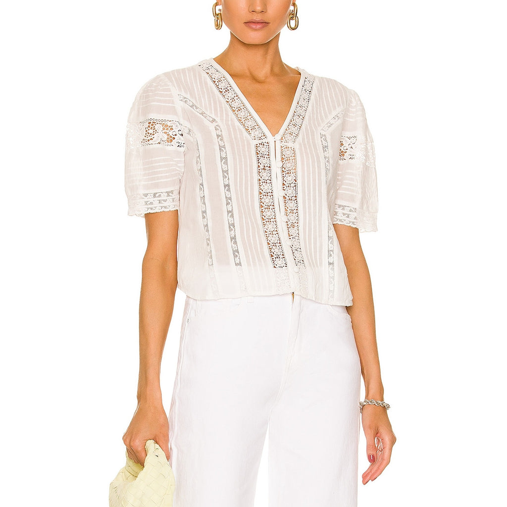 Loveshackfancy 'Gavilan' White Cotton Top Size XS