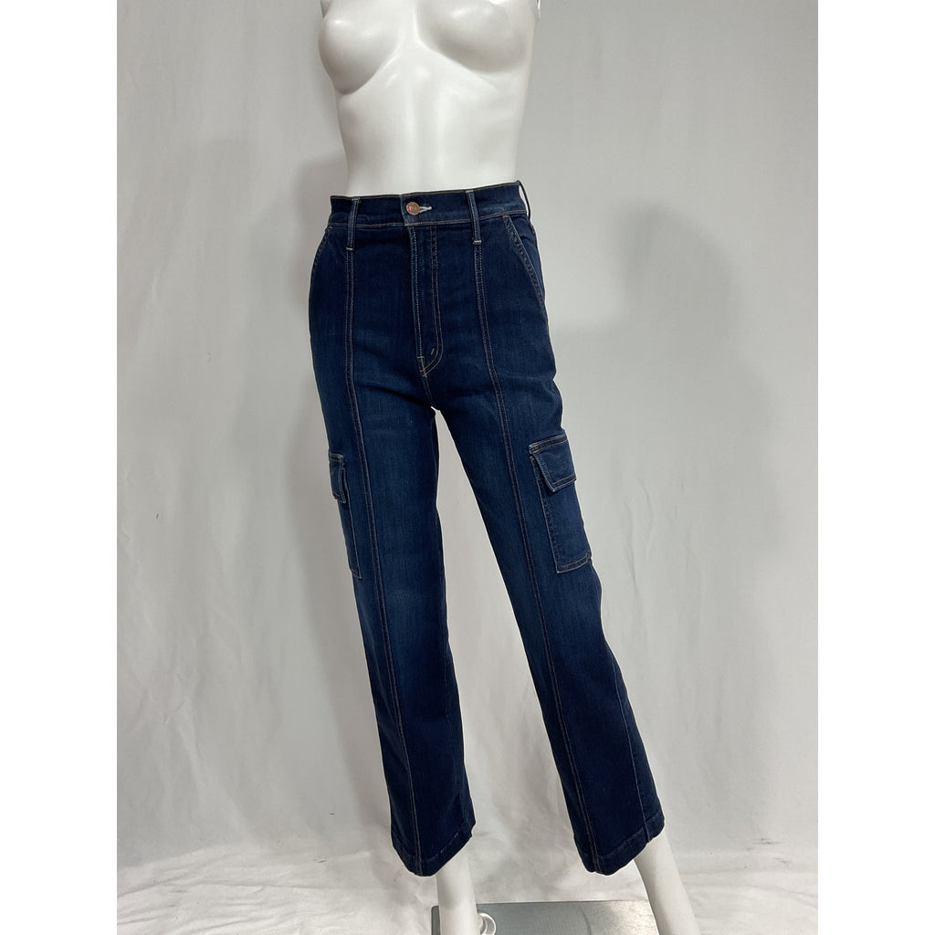 Mother 'The Rambler' Black High-Rise Cargo Denim Jeans Size 25