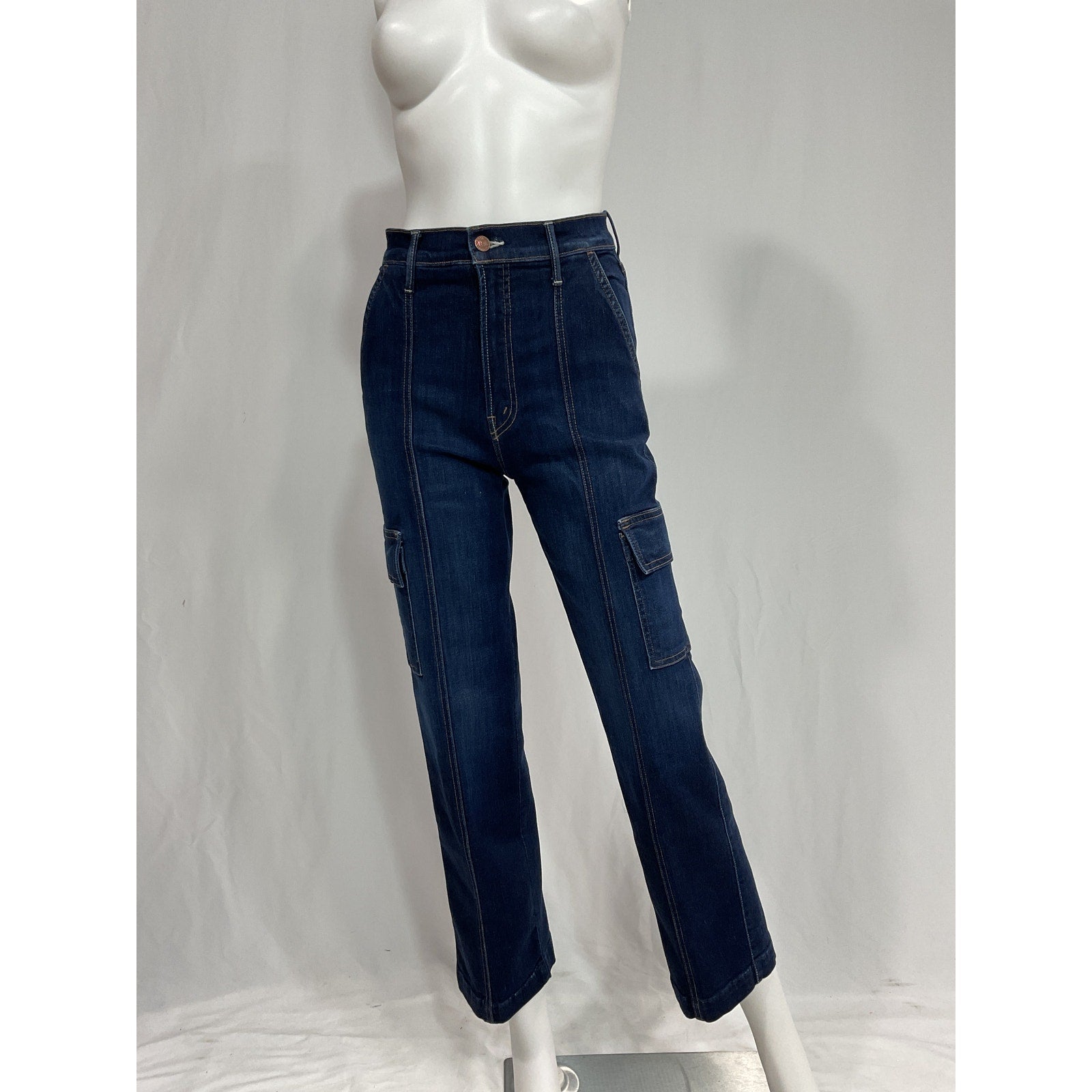 Mother 'The Rambler' Black High-Rise Cargo Denim Jeans Size 25