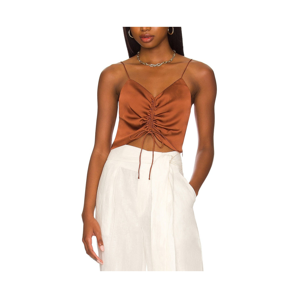 Allsaints 'Alexia' Brown Poly Top Size 6