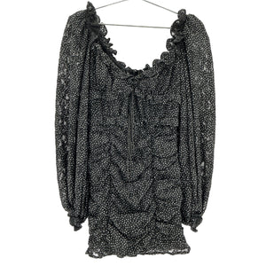 For Love & Lemons Ruffled Black Lelia Mini Dress Size S