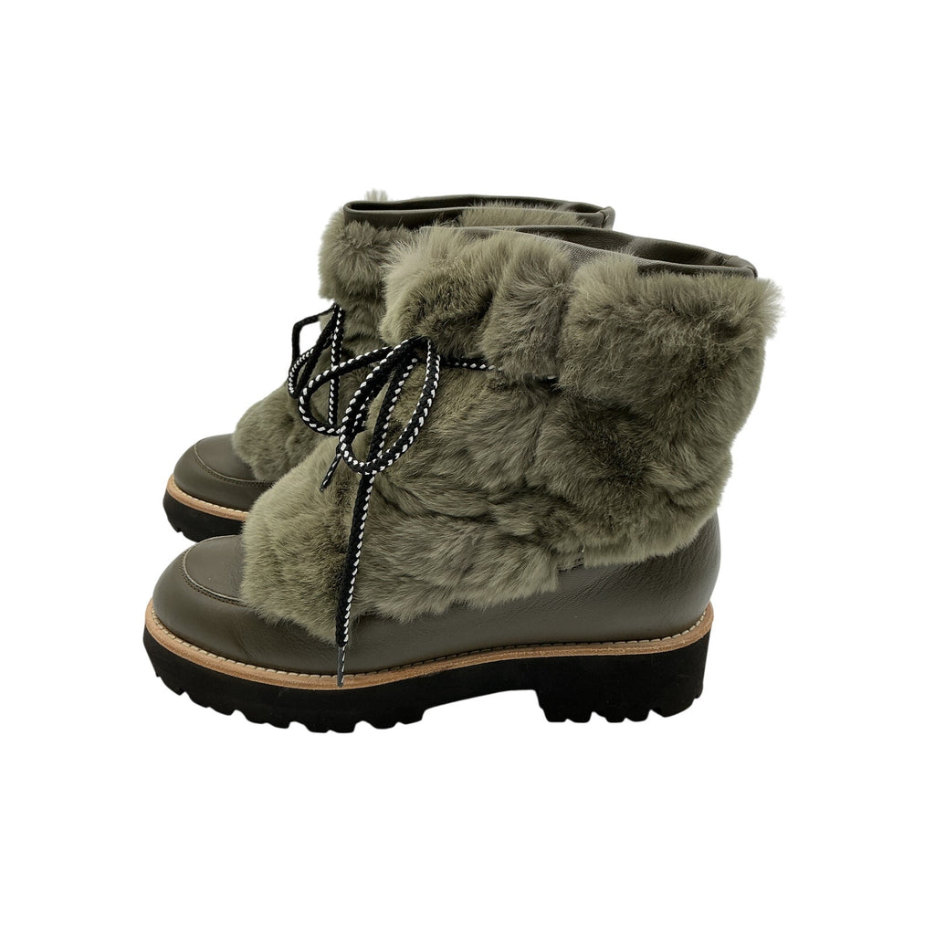 Montelliana 'Jolie' Green Leather Fur Booties Size 9