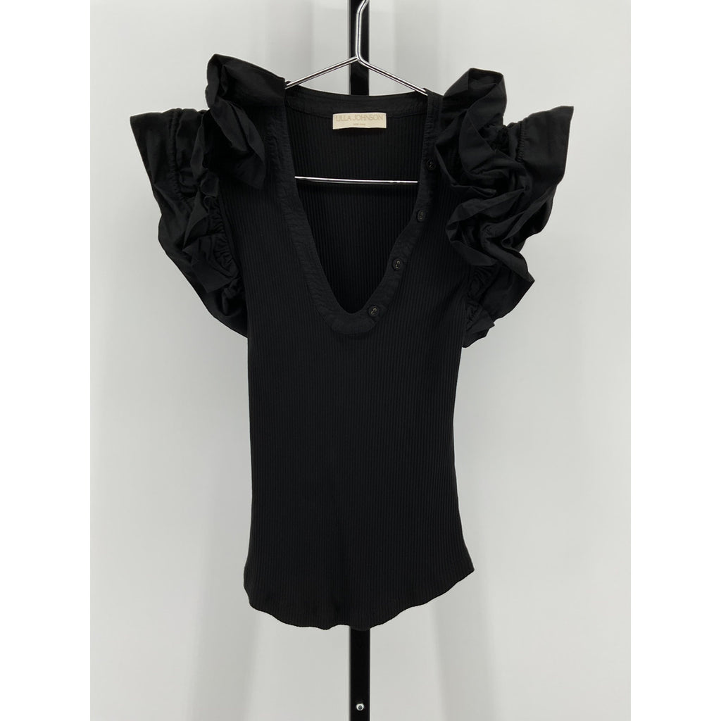 Ulla Johnson 'Birdie' Black Cotton Top Size XS