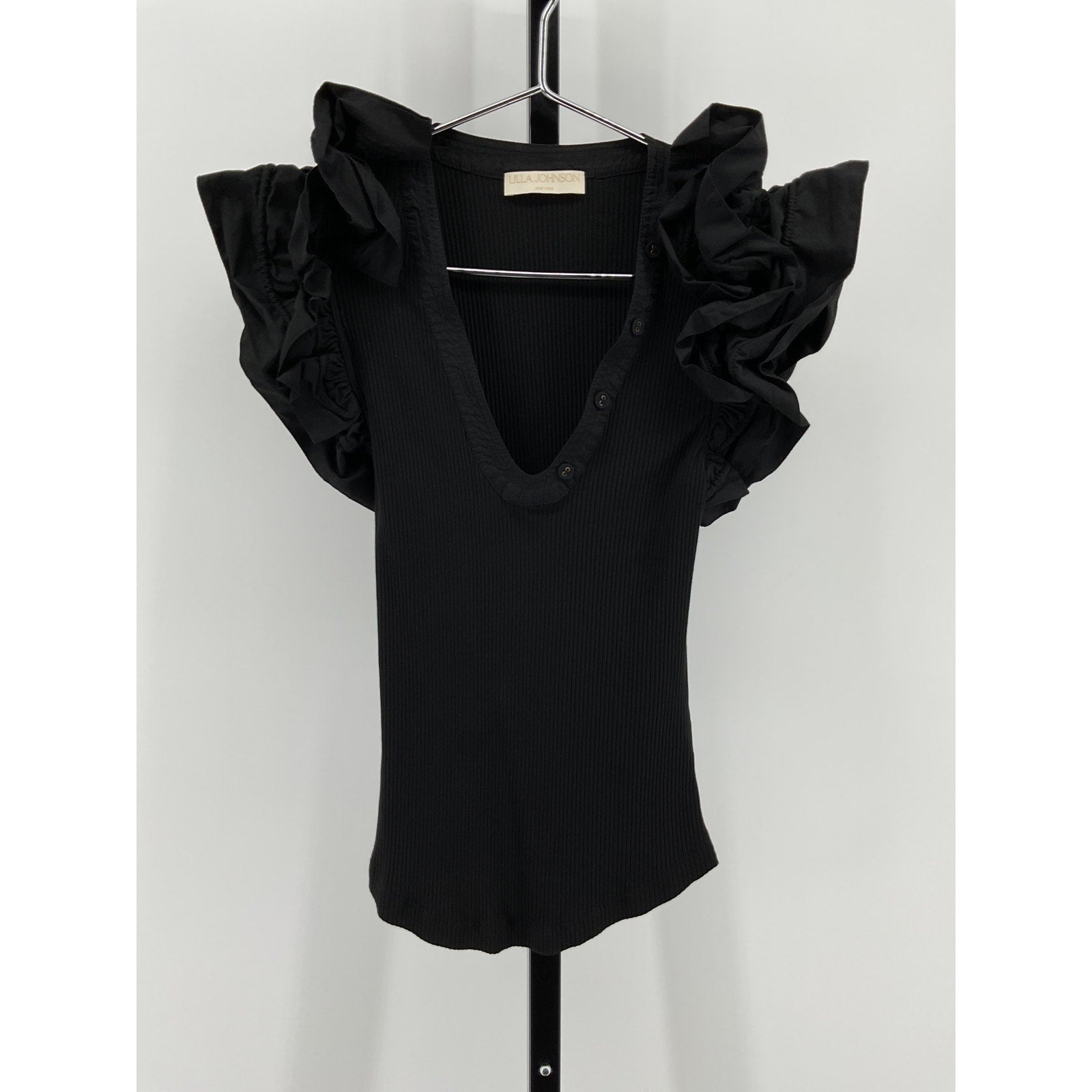 Ulla Johnson 'Birdie' Black Cotton Top Size XS