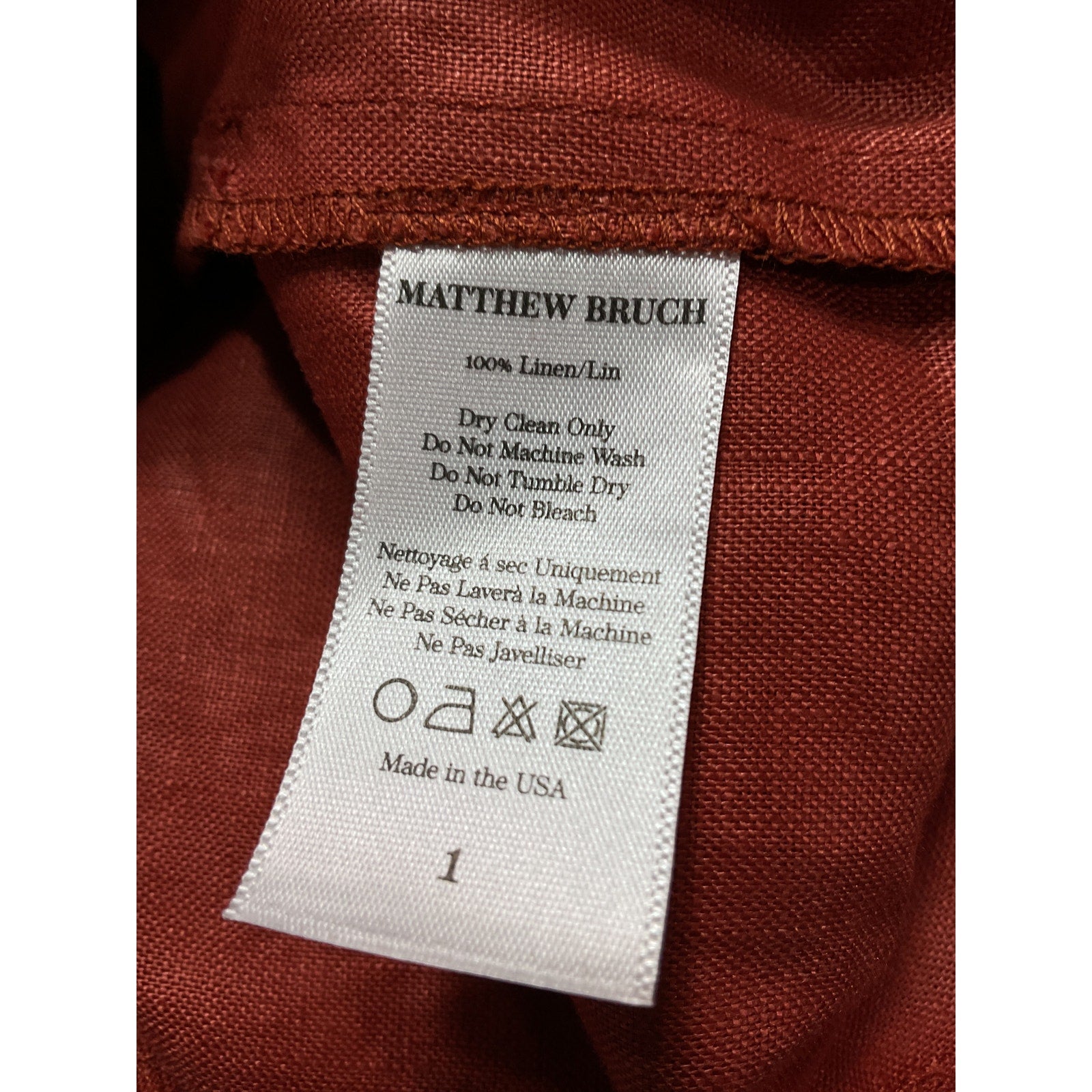Matthew Bruch 'Pleated' Brown Linen Trouser Size  XS