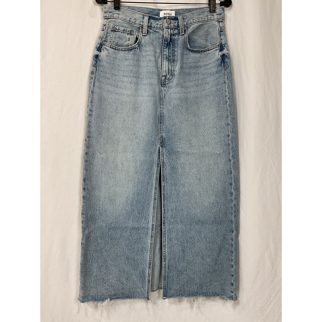 Pistola 'Alice' Blue Cotton High Rise Midi Skirt Size 28
