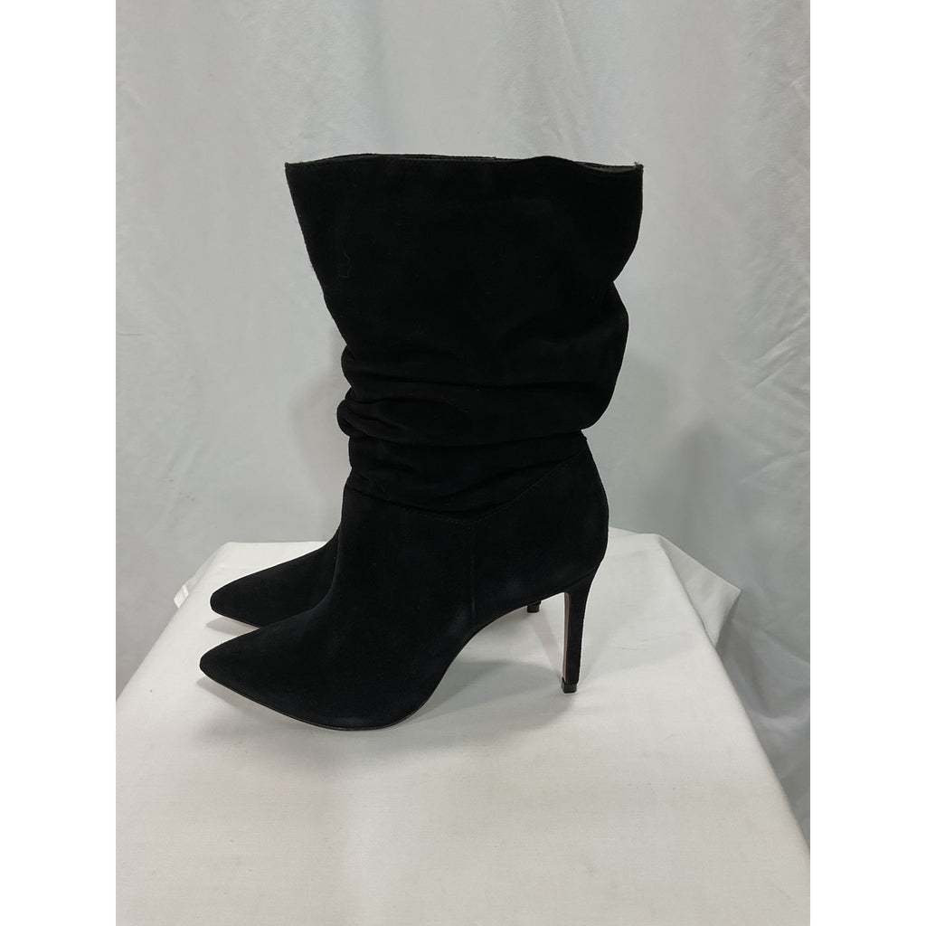 Schutz 'Ashlee' Black Suede Leather Stiletto Heel Boot Size 7