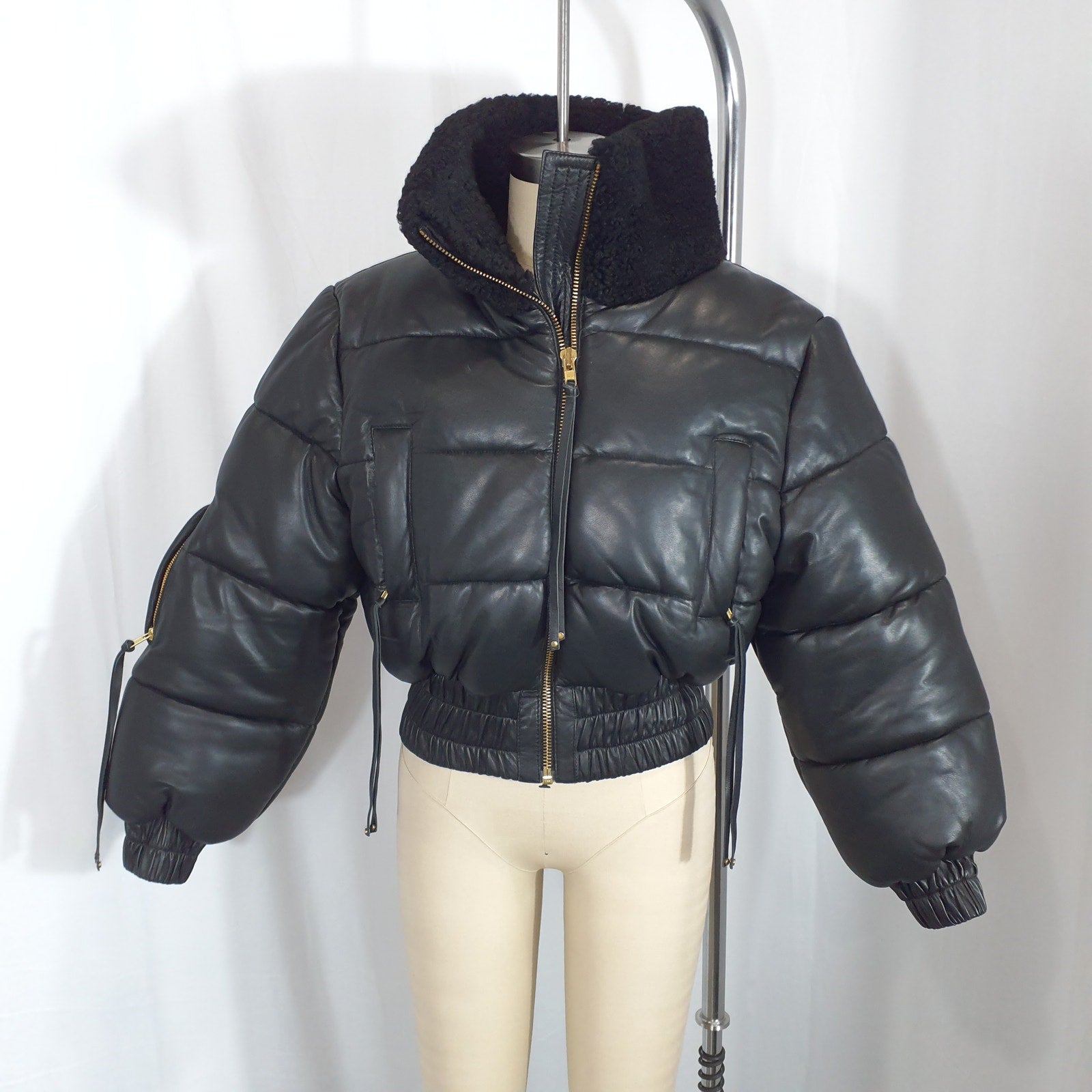 Retrofete 'Stevie' Black Leather Jacket Size S