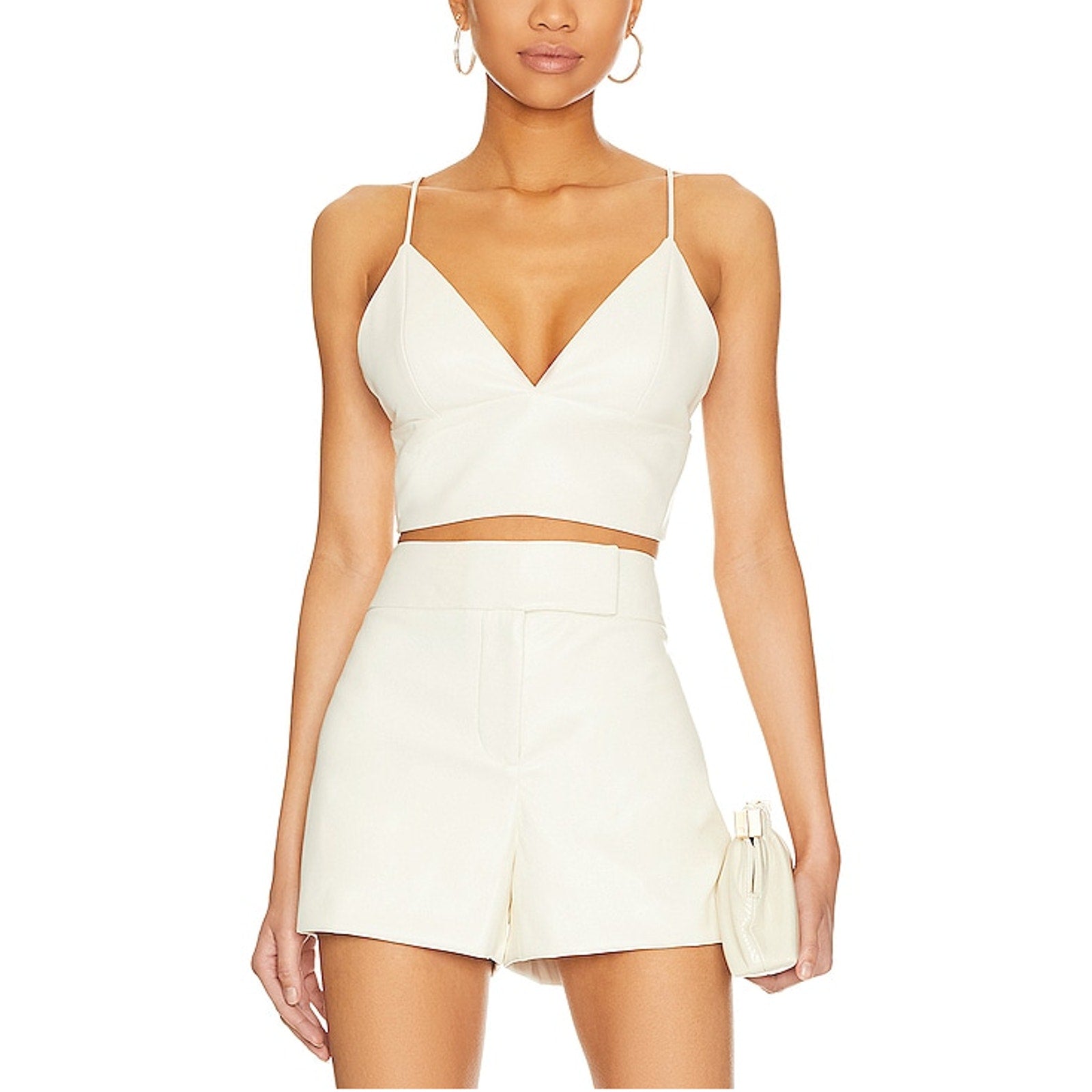 Alice + Olivia 'Carli' White Vegan Leather Bra Top Size 4