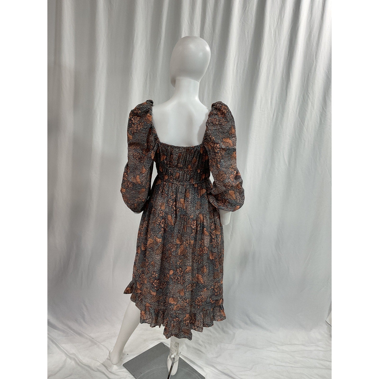 Ulla Johnson 'Isla' Black Gathered Printed Cotton-Blend Voile Midi Dress Size 2