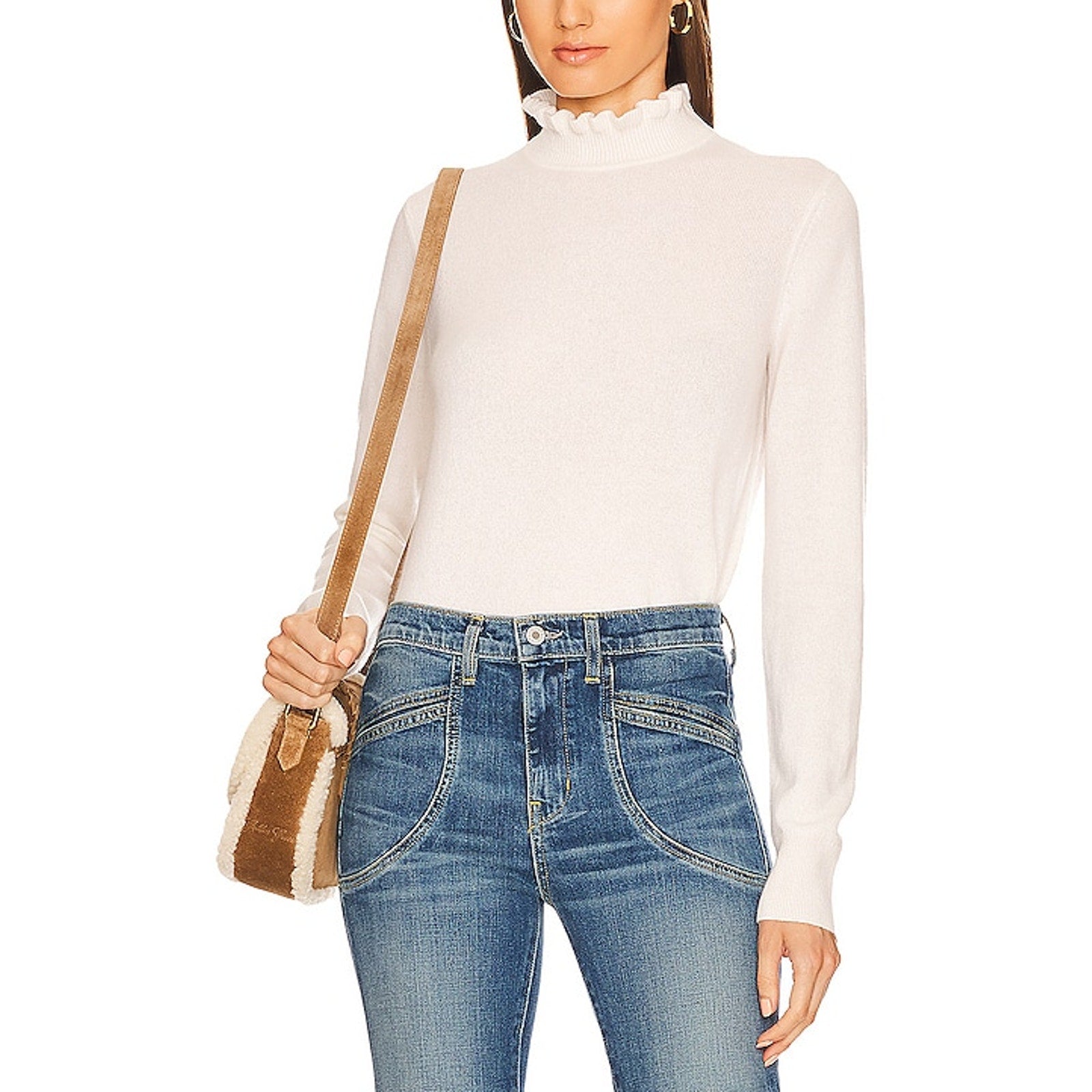Nili Lotan 'Francis' White Mockneck Sweater Size S
