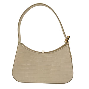 DeMellier Croc Embossed Beige Tokyo Hobo Bag