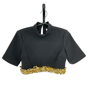 Simkhai Embellished Black Jalen Cropped Top Size 2