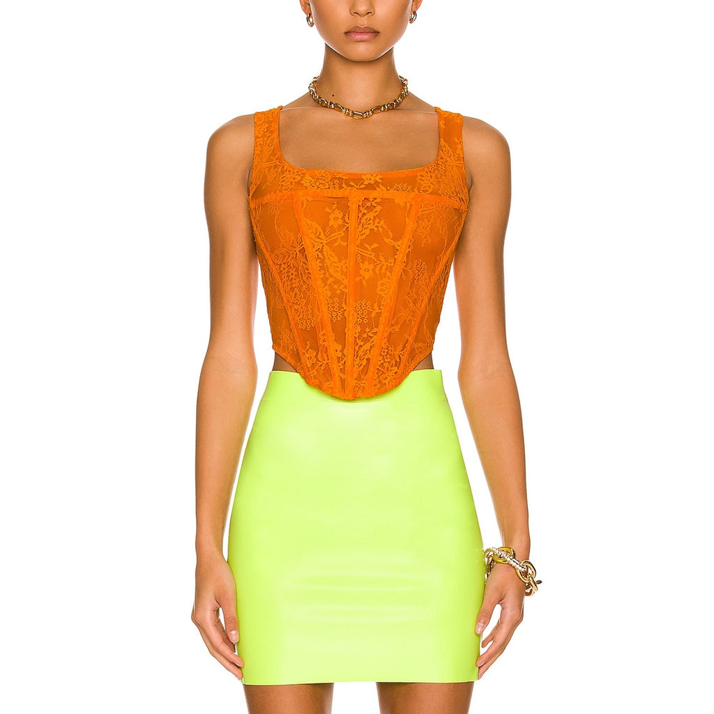 Miaou 'Campbell' Orange Corset Top Size M - NWT