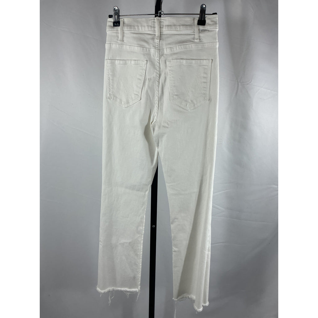 Mother The Hustler Ankle Fray White Cotton Jeans Size 26