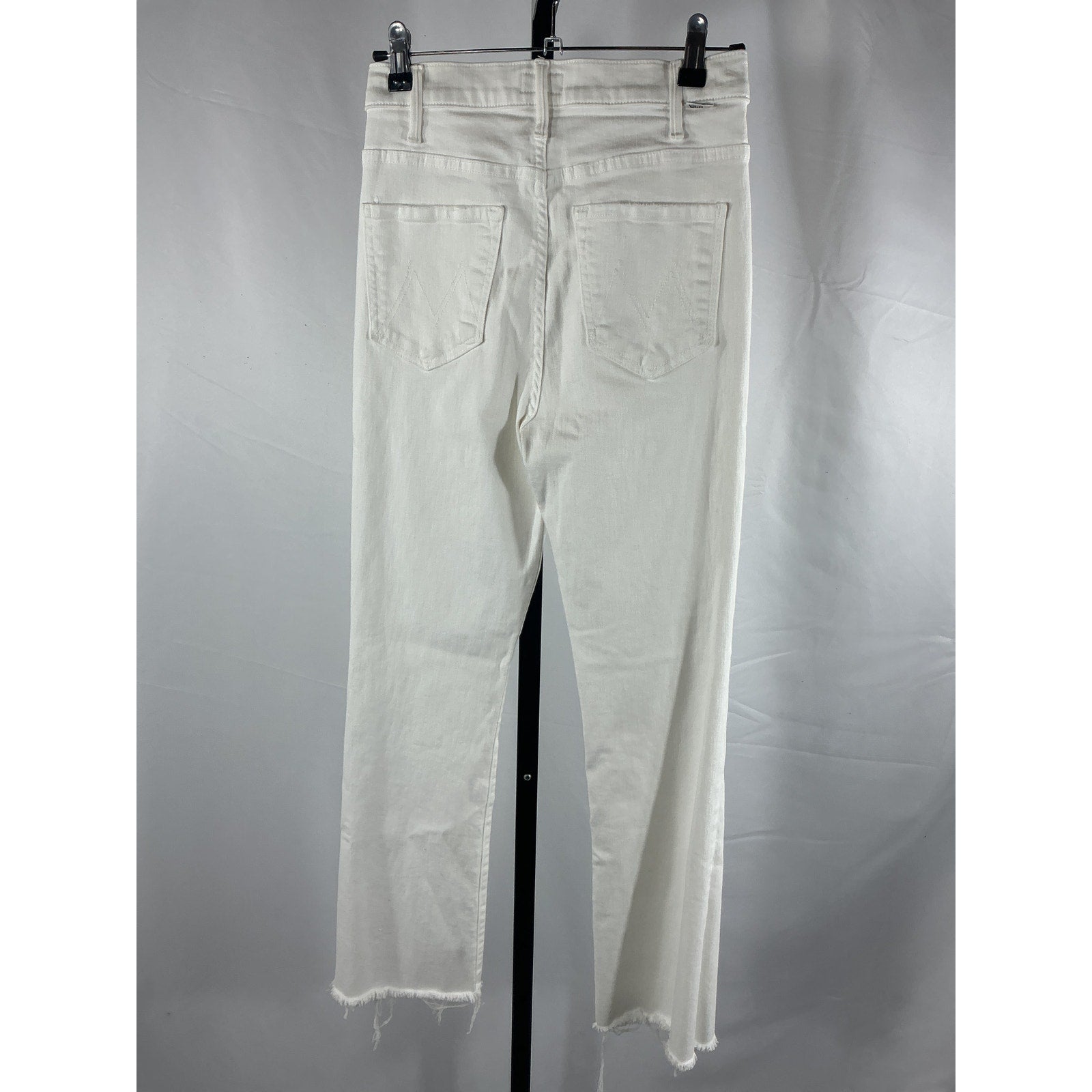 Mother The Hustler Ankle Fray White Cotton Jeans Size 26