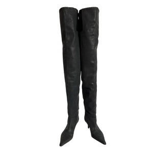 Alexander Wang 'Viola 65' Black Leather High Hip Boot Size 10