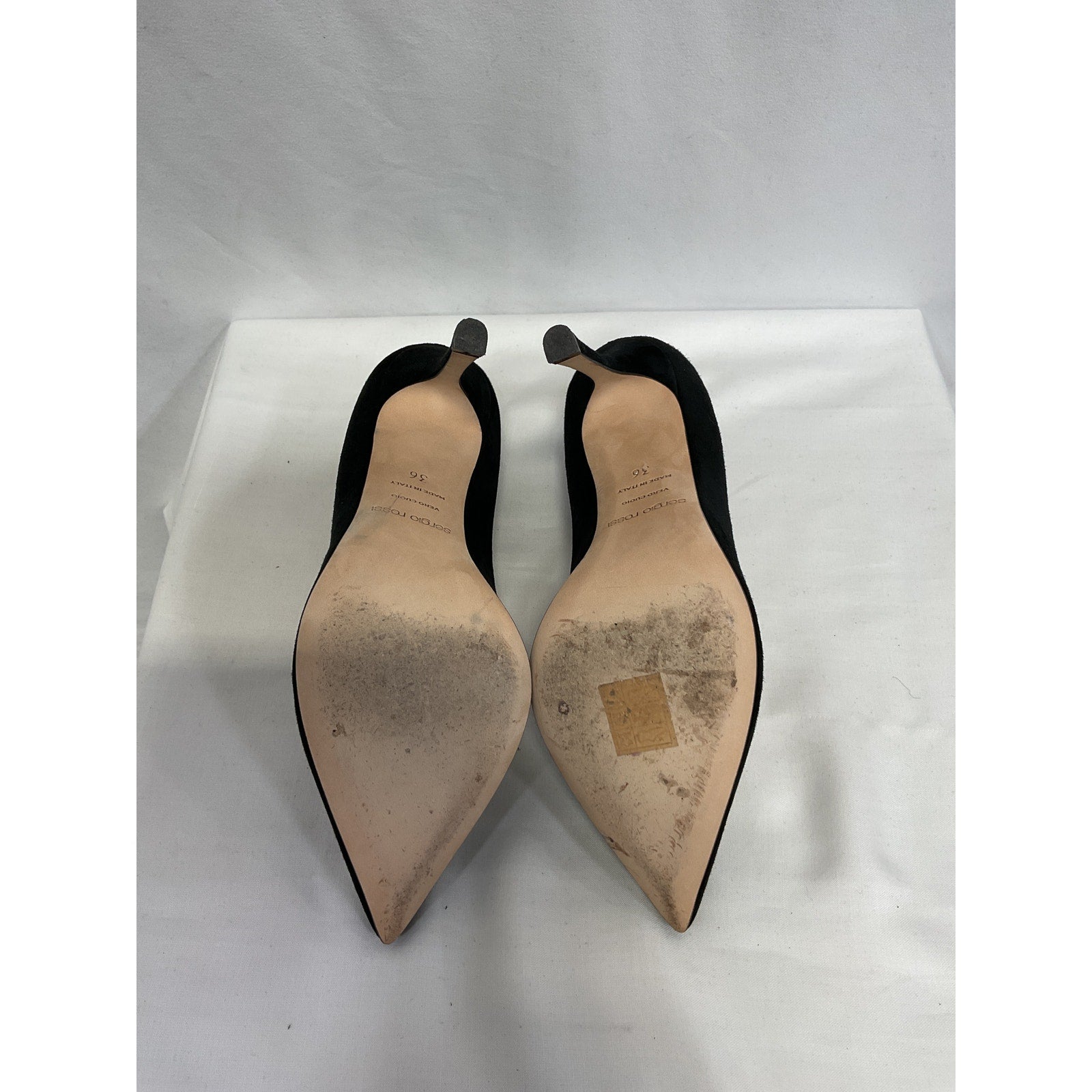 Gianvito Rossi '105' Black Suede Leather Pumps Stiletto Heel Size 6