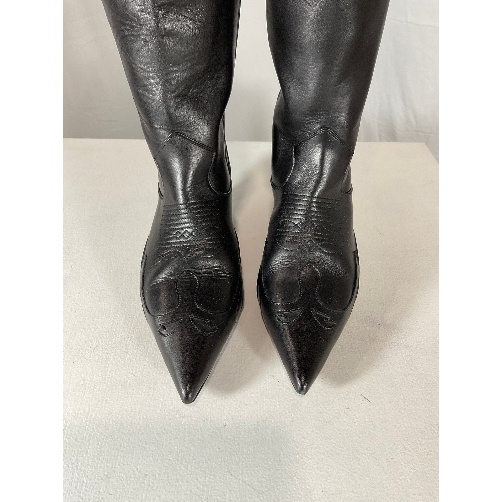 Anine Bing 'Tall Rae' Black Leather Boots Size 36