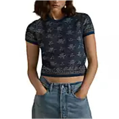 Polo Ralph Lauren Floral Indigo Blue Crewneck Sweater Size M NWT