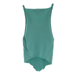 Courrèges Ribbed Aquamarine Pointed Hem Tank Top Size S