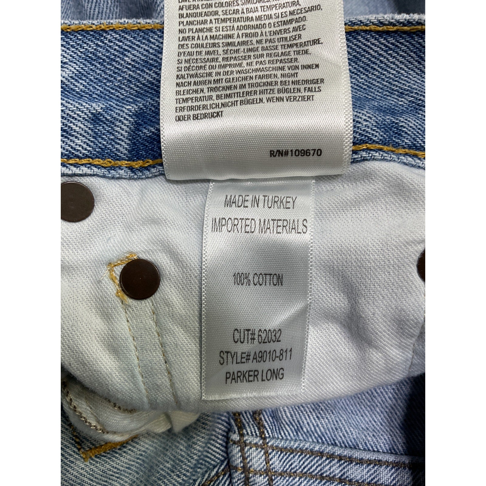 Agolde Parker Long Blue Cotton Short Size 24
