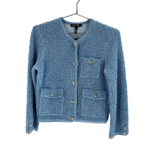 Maje Tweed Pattern 'Evening' Blue Cotton Jacket Size 1