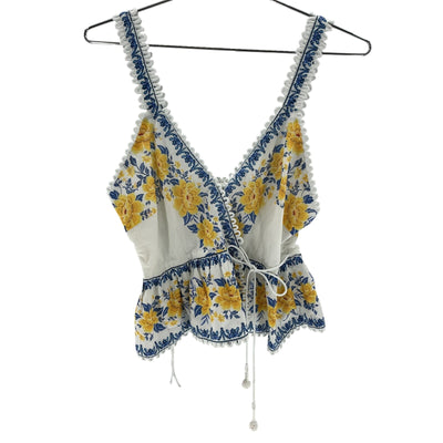Farm Rio 'Zuli' White Cotton Sleeveless Blouse Size M
