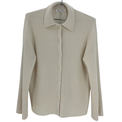 Reformation Ribbed Beige Fantino Cardigan Size XS