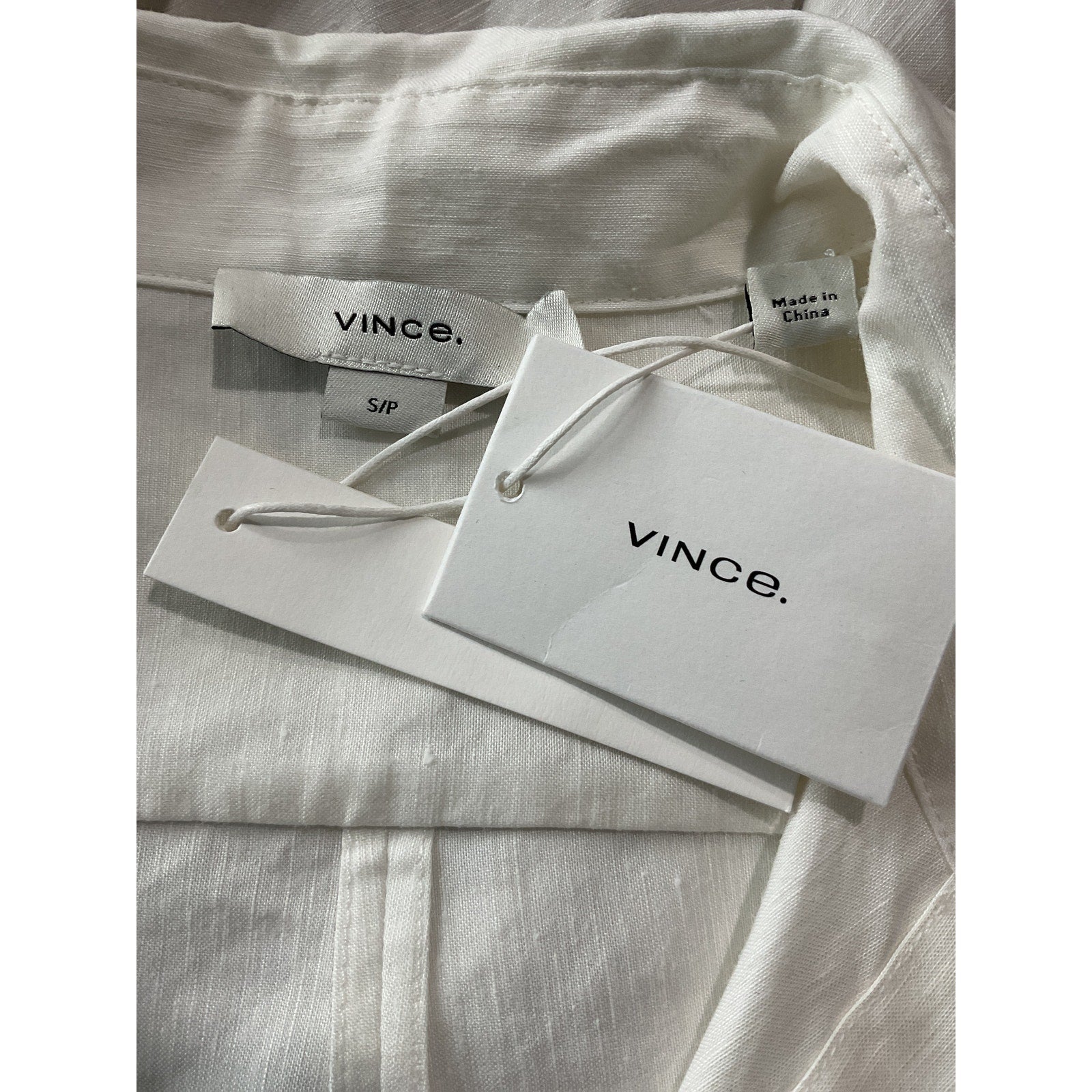 Vince Belted White Linen-Blend Mini Shirt Dress Size S - NWT