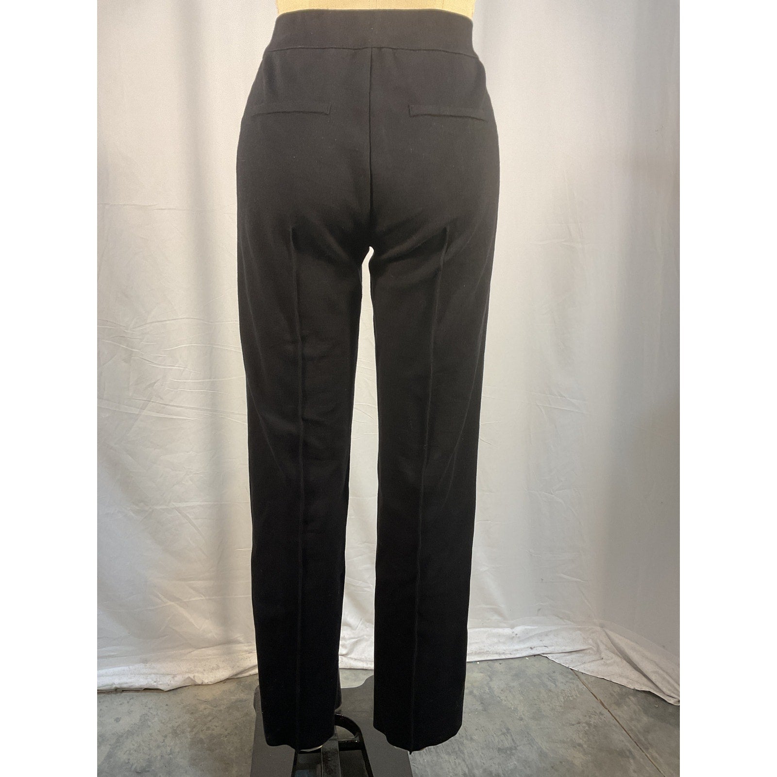 High Sport Long Kick Flared Black Cotton Stretch-Cotton Knit Pant Size M