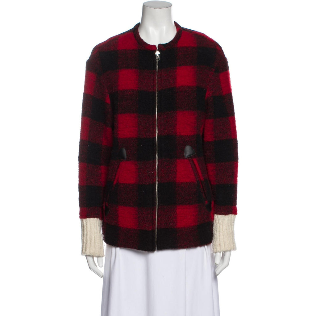 Isabel Marant Red Wool Plaid Print Jacket Size 34