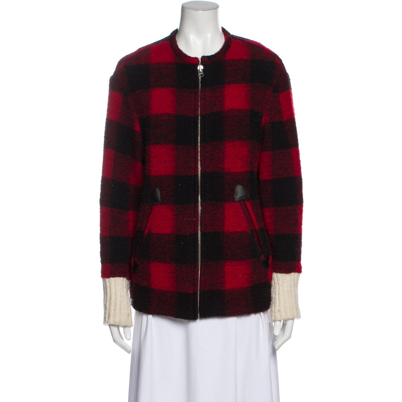 Isabel Marant Red Wool Plaid Print Jacket Size 34