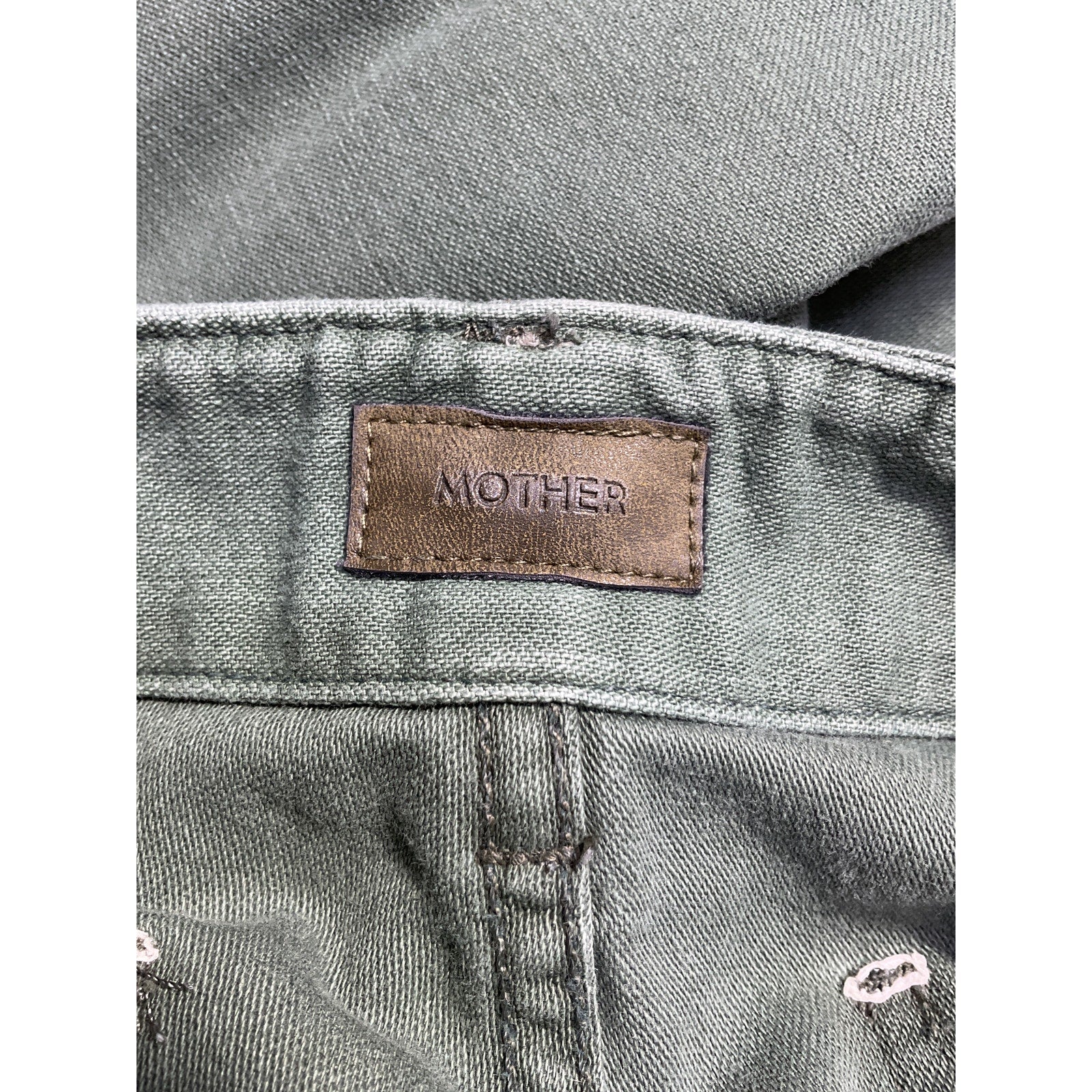Mother 'The Major' Green Cotton Sneak Fray Pant Size 26