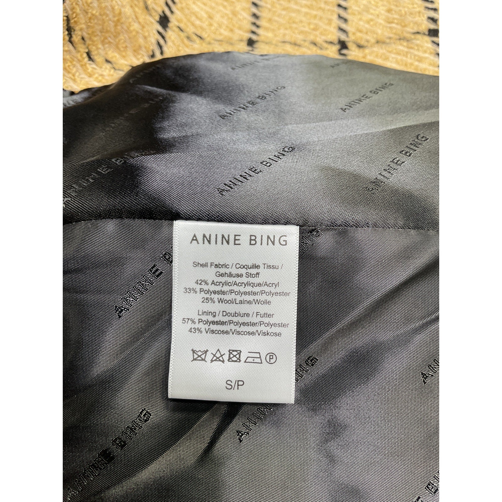 Anine Bing 'Kaia' Tan Acrylic Blazer Size S