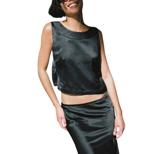 Ciao Lucia 'Claudine' Black Viscose Sleeveless Satin Top Size XS