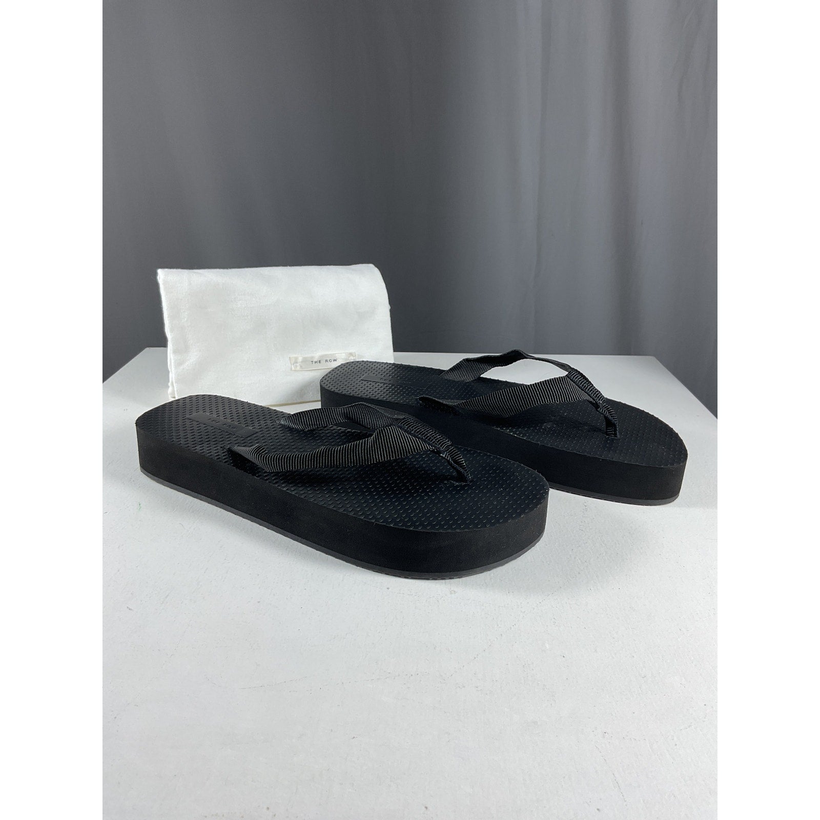 The Row 'Dune' Black Rubber Flatform Sandal Size 8