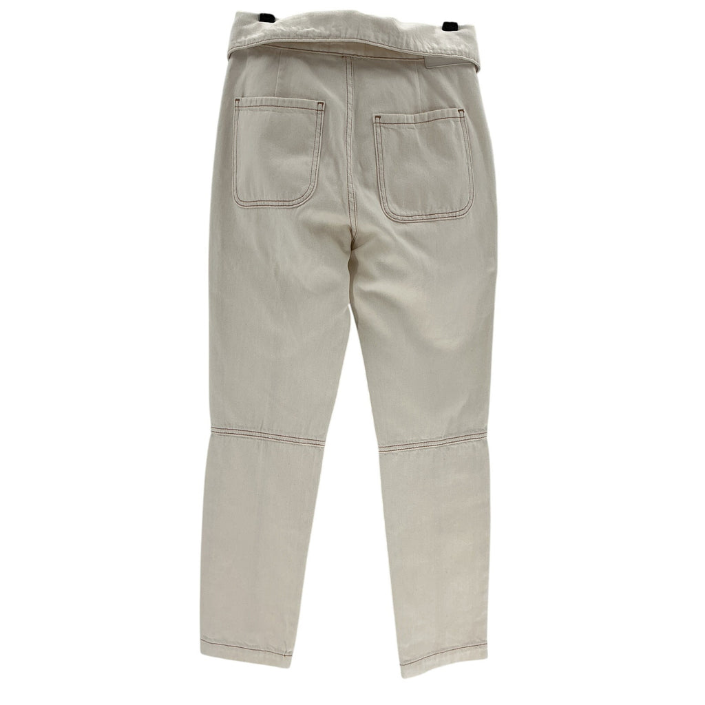 Jonathan Simkhai Standard Beige Cotton Tie Waist Denim Cargo Pants Size 26