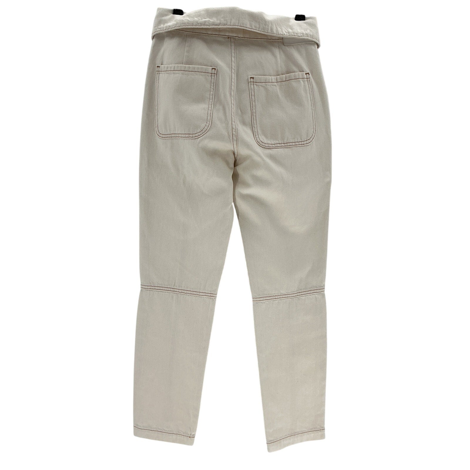 Jonathan Simkhai Standard Beige Cotton Tie Waist Denim Cargo Pants Size 26