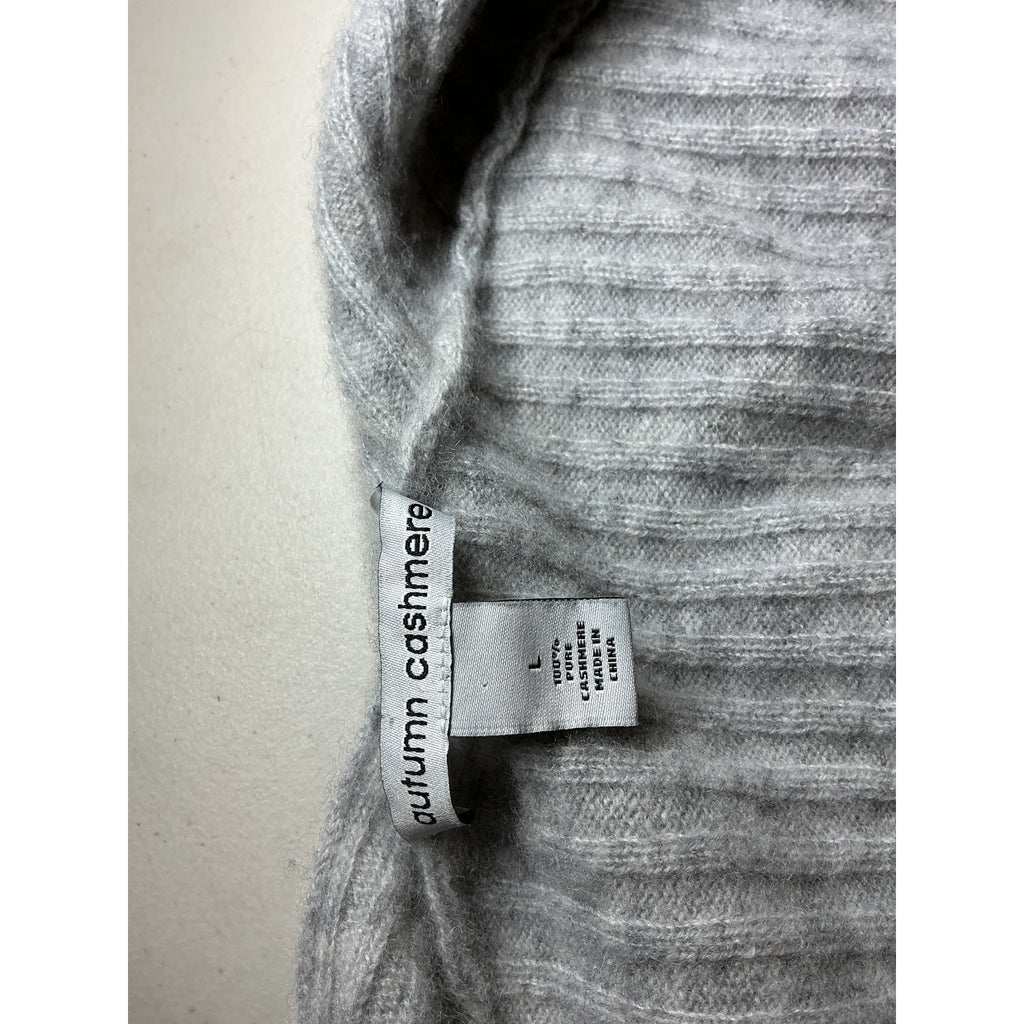 Autumn Cashmere Grey Cashmere Tie Front Rib Cardigan Size L
