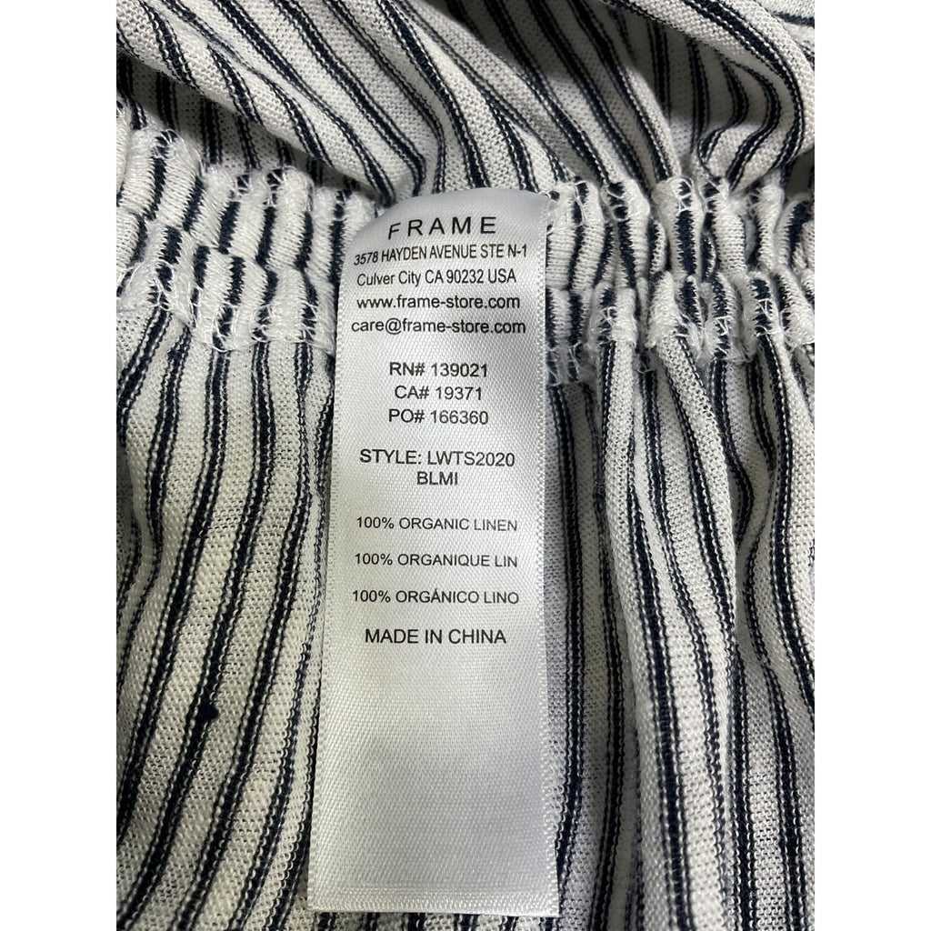 Frame Striped Black Linen Muscle Tee Size S