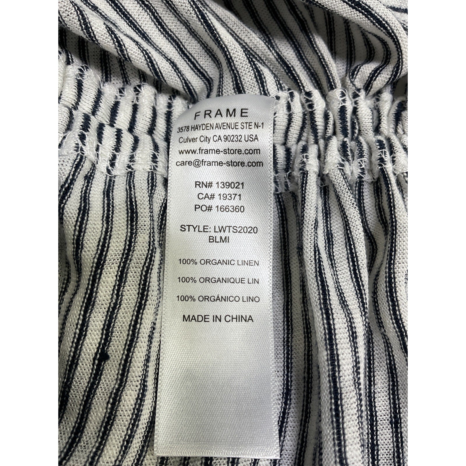 Frame Striped Black Linen Muscle Tee Size S